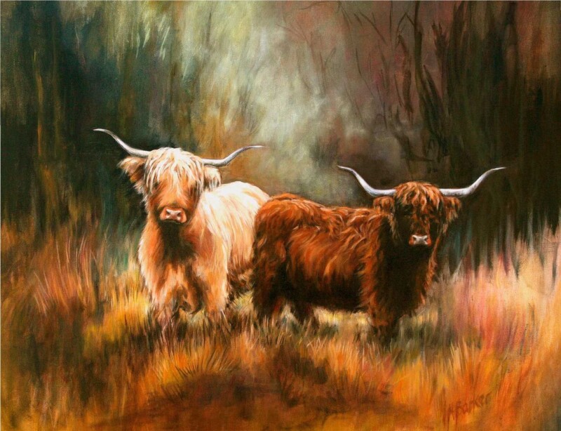 Image of Two Cows at the Woodland Edge by Hillary Barker
